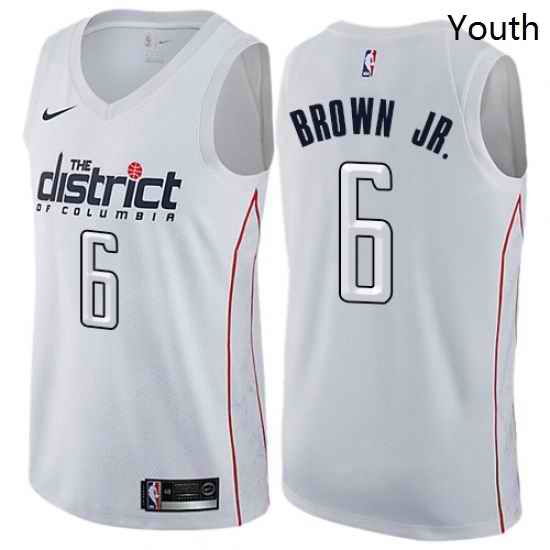 Youth Nike Washington Wizards 6 Troy Brown Jr Swingman White NBA Jersey City Edition